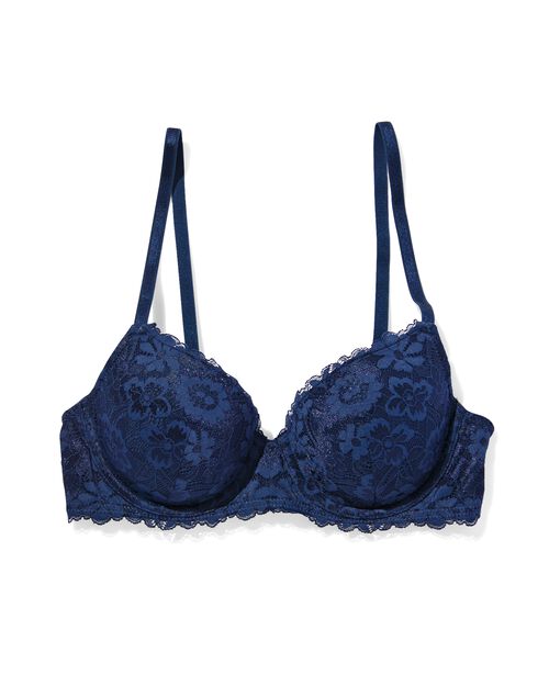 soutien-gorge préformé en dentelle avec armatures bleu foncé