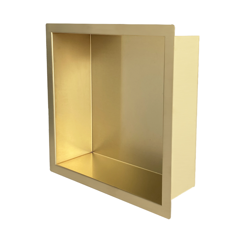 Mueller Gold inbouwnis 30x30x10cm geborsteld messing