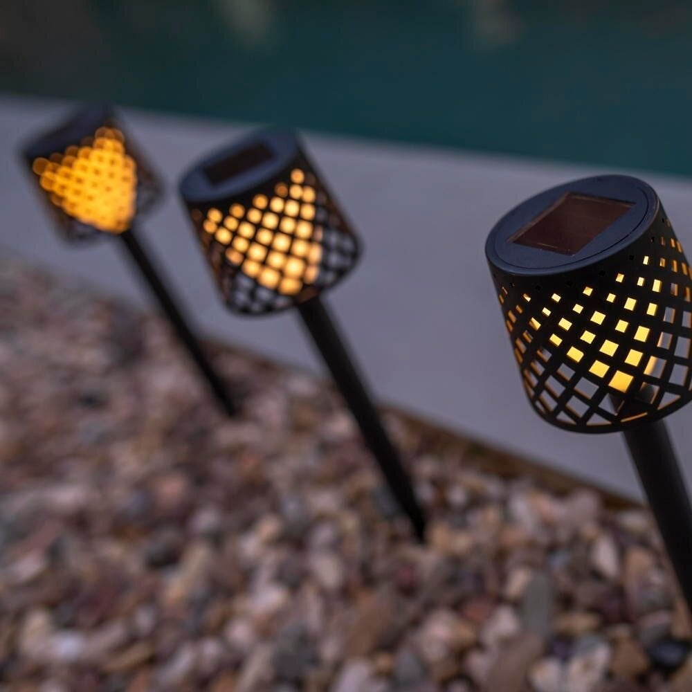 LED-grondspot Gretita op zonne-energie, wit, 0,05 W, 16 lm, IP44, met schemersensor, 4-pack