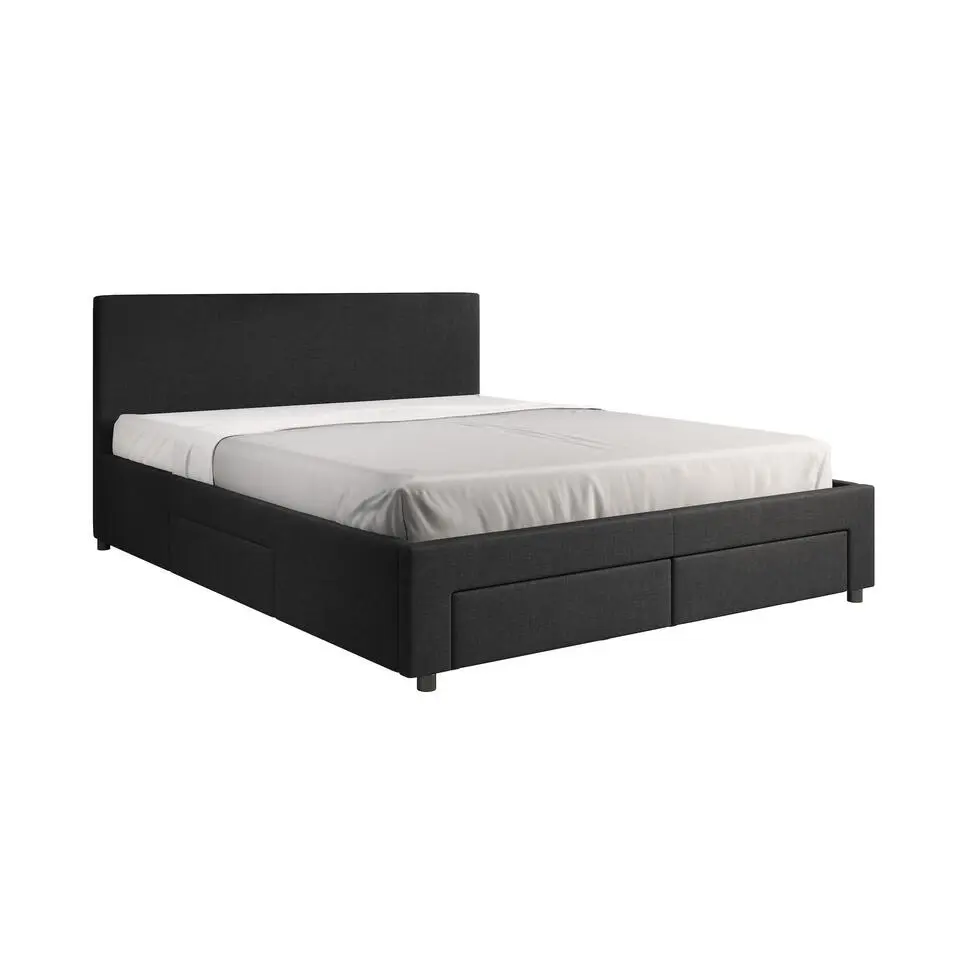 Meubella - Tweepersoonsbed Suente - Zwart - 160x200 cm