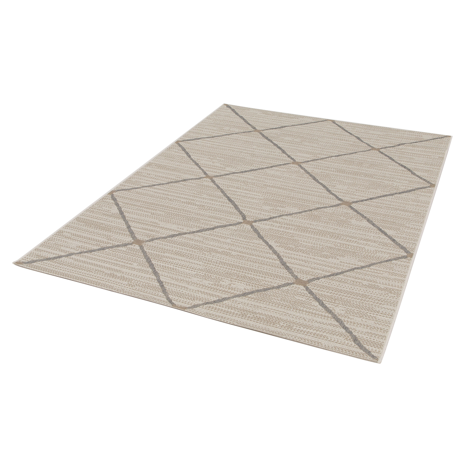 In-/Outdoorteppich - creme-beige - Rauten - 80x150 cm
