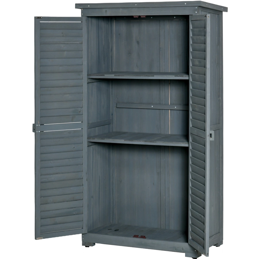 Outsunny Gartenschrank mit Lamellentüren grau