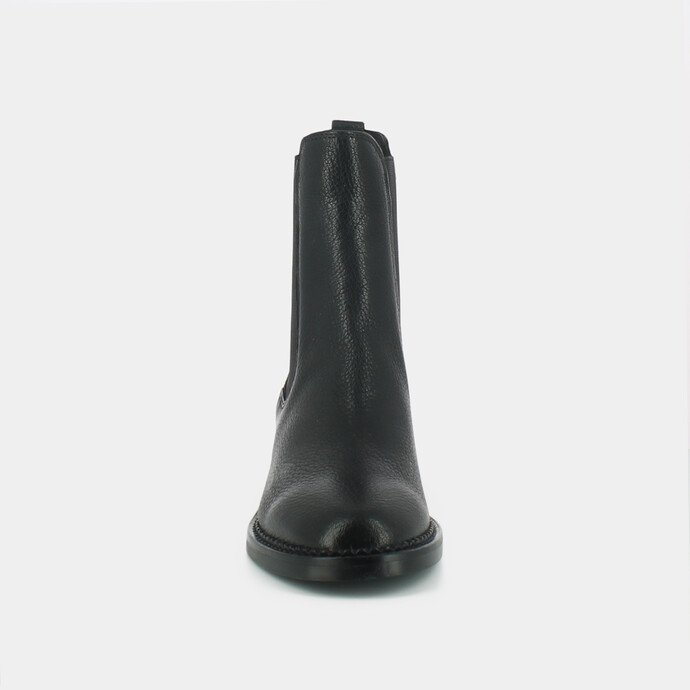 Bottines à lacets et boucles latérales  en cuir grainé noir