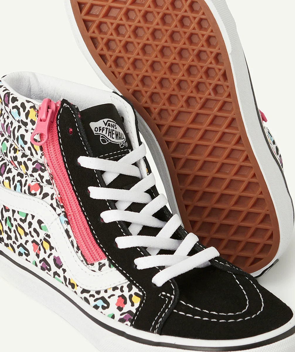 VANSbaskets montantes enfant ski8-hi noir et imprimé léopard coloré
