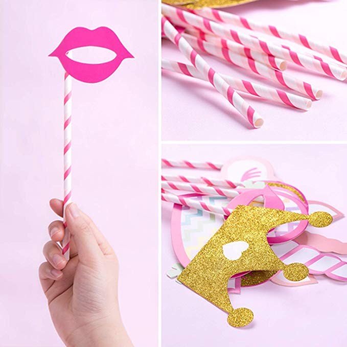 (12er Set) Photo Booth Fotorequisiten Party Foto Accessoires Dekorationen für lustige Bilder - Einhorn