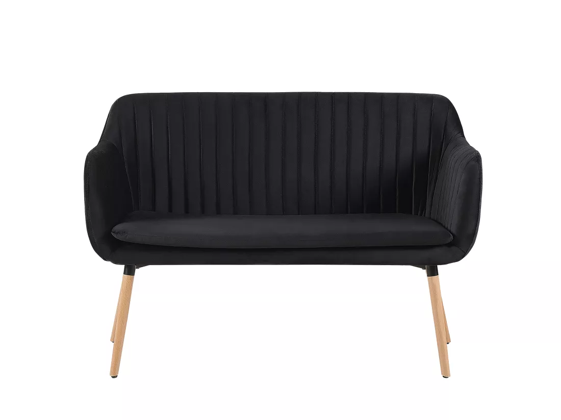 Canapé banquette 2 places en velours noir TABY