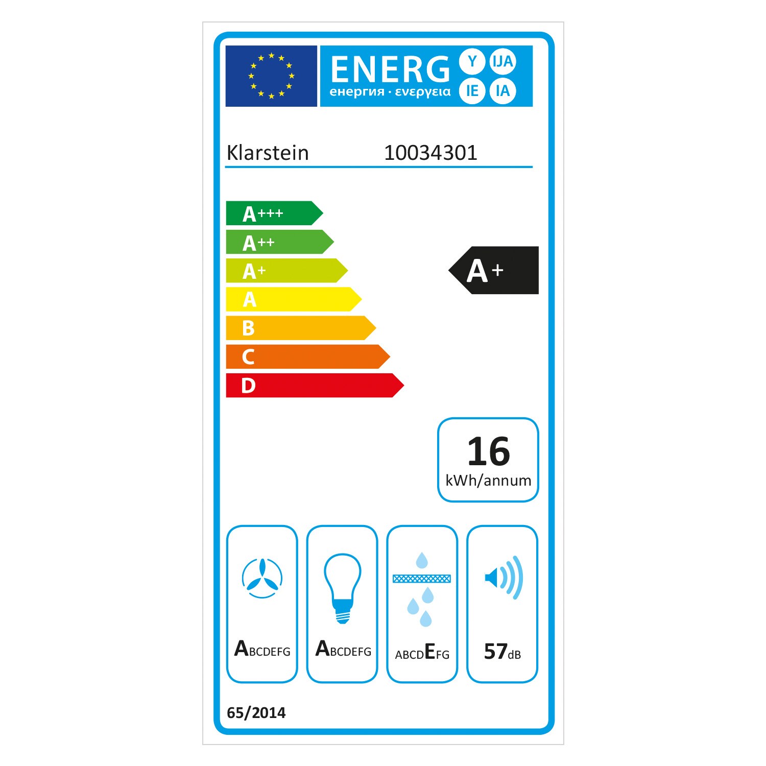 Royal Flush Eco Dunstabzugshaube 60 cm 576 m³/h A+ Schwarz