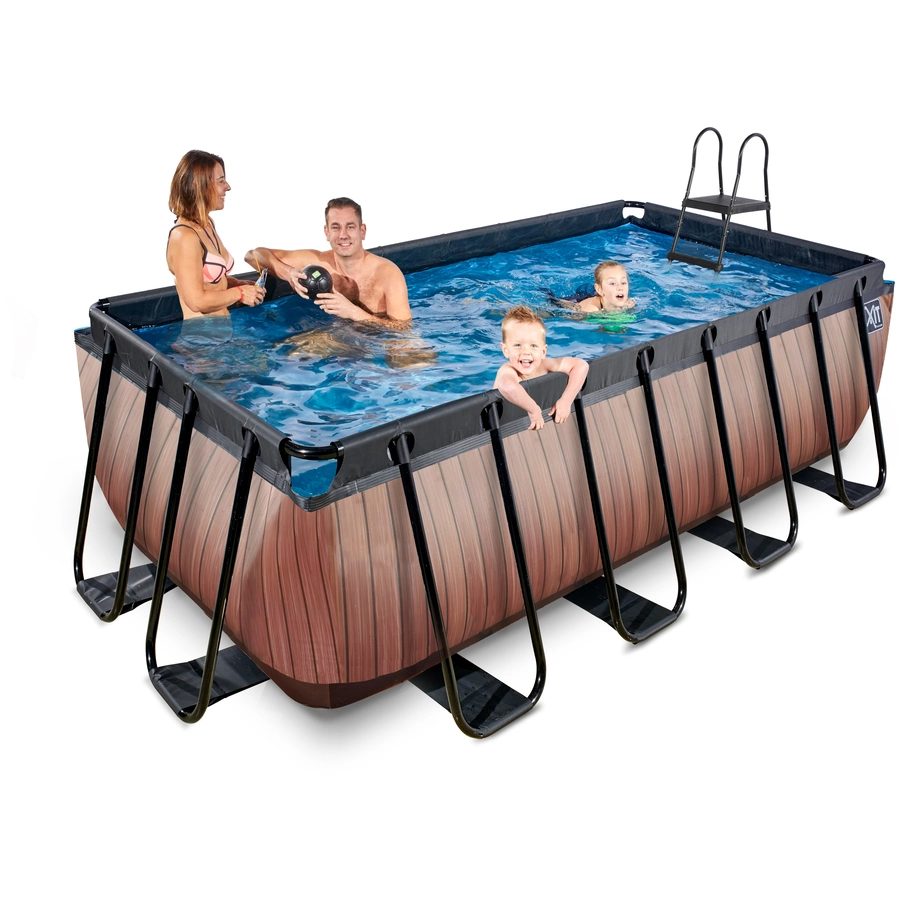 EXIT Frame Pool 4x2x1.22m (12v Sandfilter)– Holz Optik