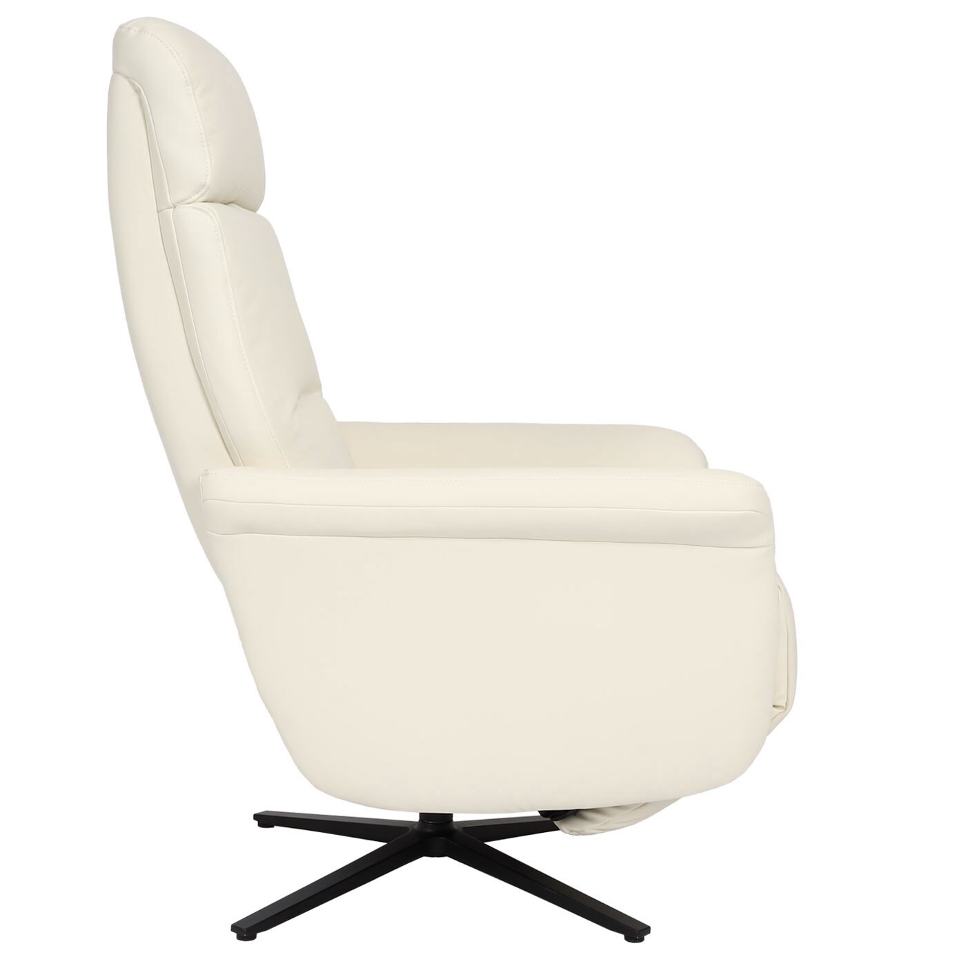 Relaxsessel MCW-L10, Design Fernsehsessel TV-Sessel Liegesessel, Liegefunktion drehbar, Voll-Leder ~ creme-weiß