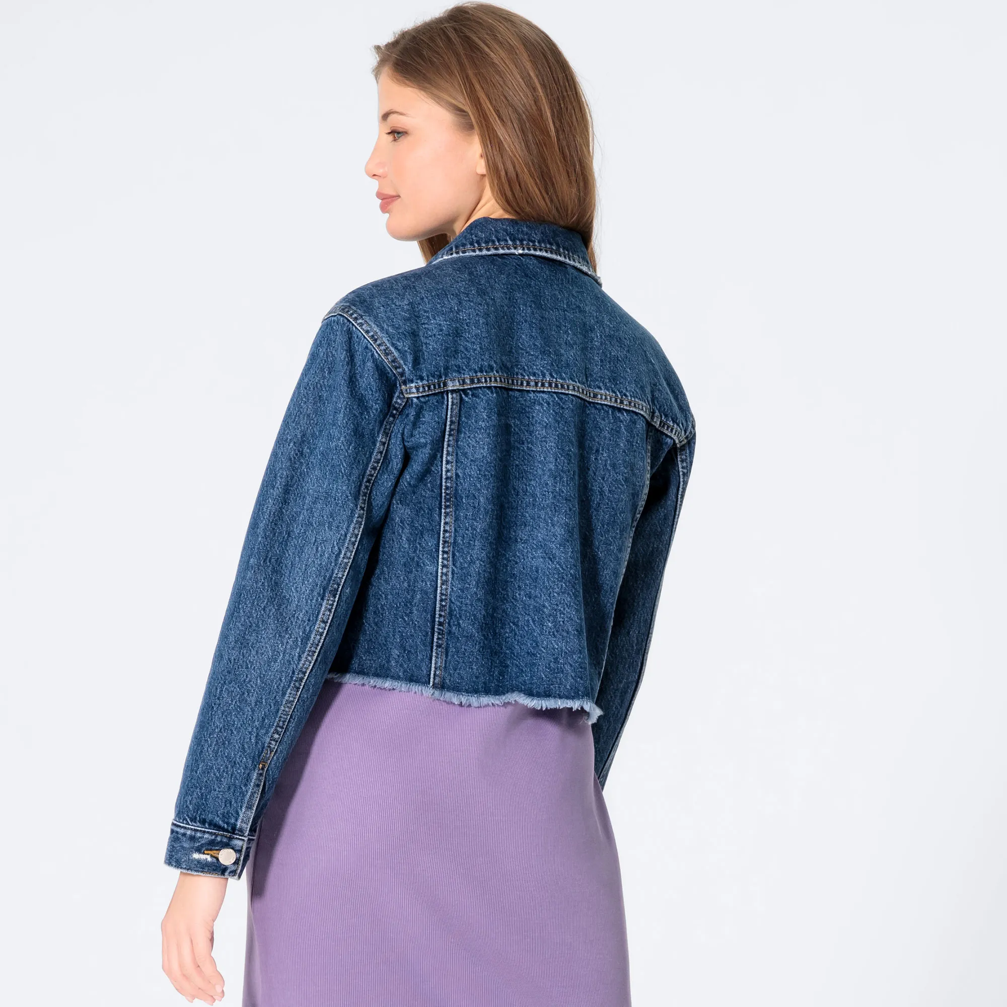Damen-Jeansjacke mit Destroy-Effekten