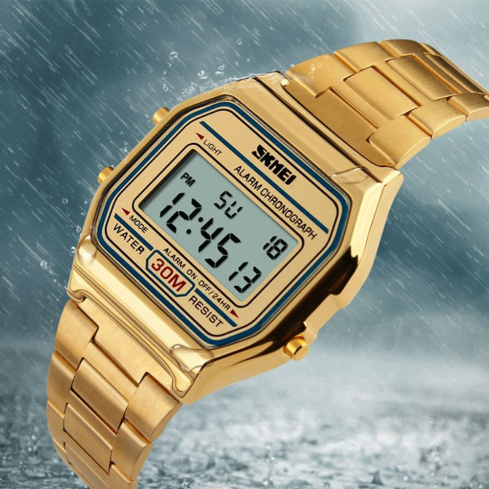Digitale Armbanduhr Stopp Uhr mit Wecker / LCD Display (Gelenkumfang 160-210mm) - Roségold