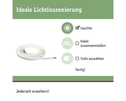 Paulmann Plug & Shine LED enkele streep Gladde flexibele IP68 26W 870 lm 3000K 600 LED's 230/24V 5 m