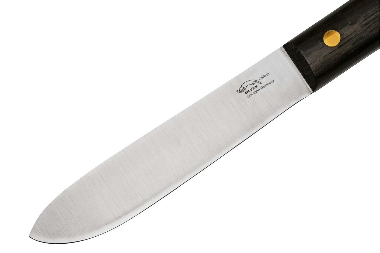 Otter Sailor and Boat Knife 901, Carbon, Smoked Oak, Leather Sheath, vaststaand mes