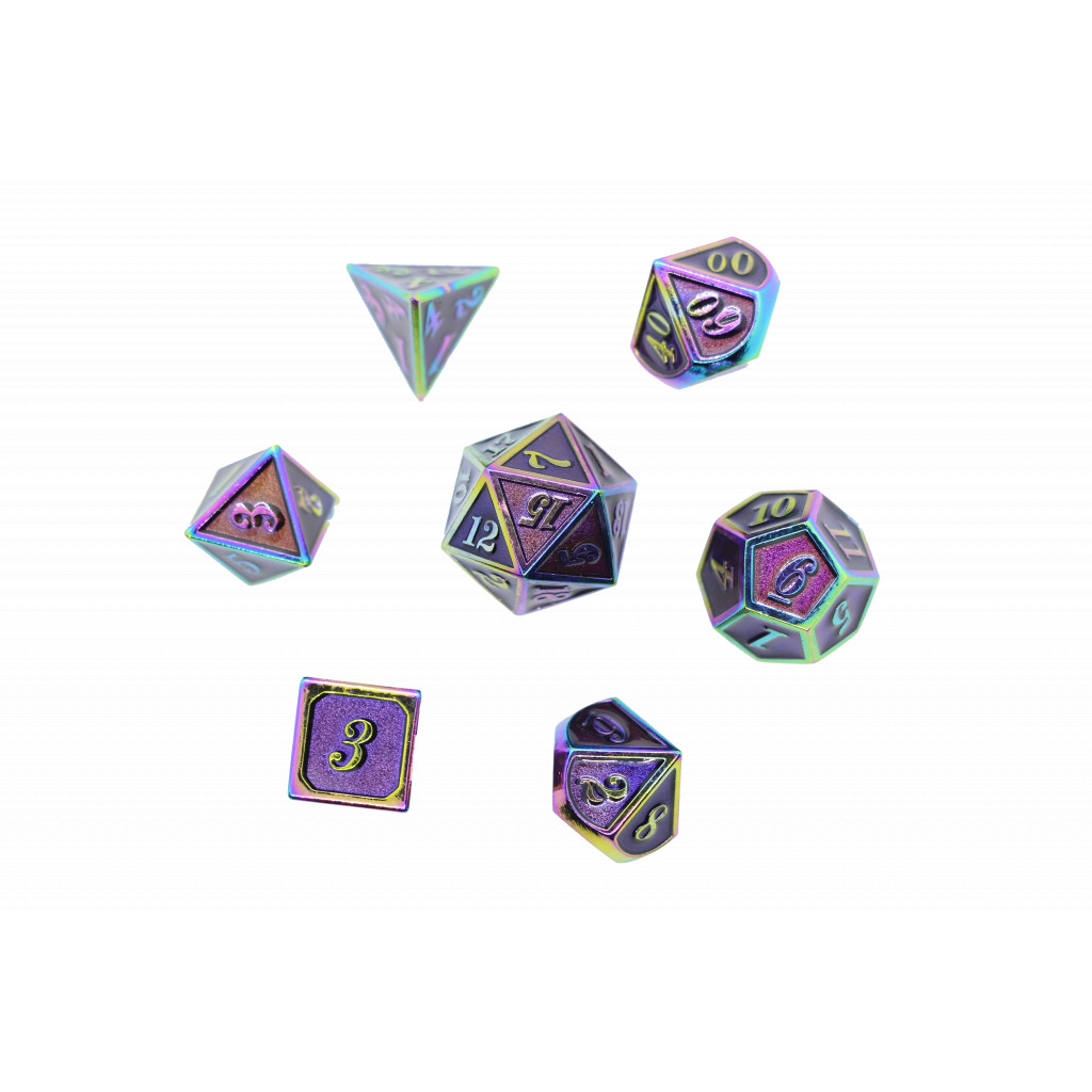Set de dés JDR en metal Irisé