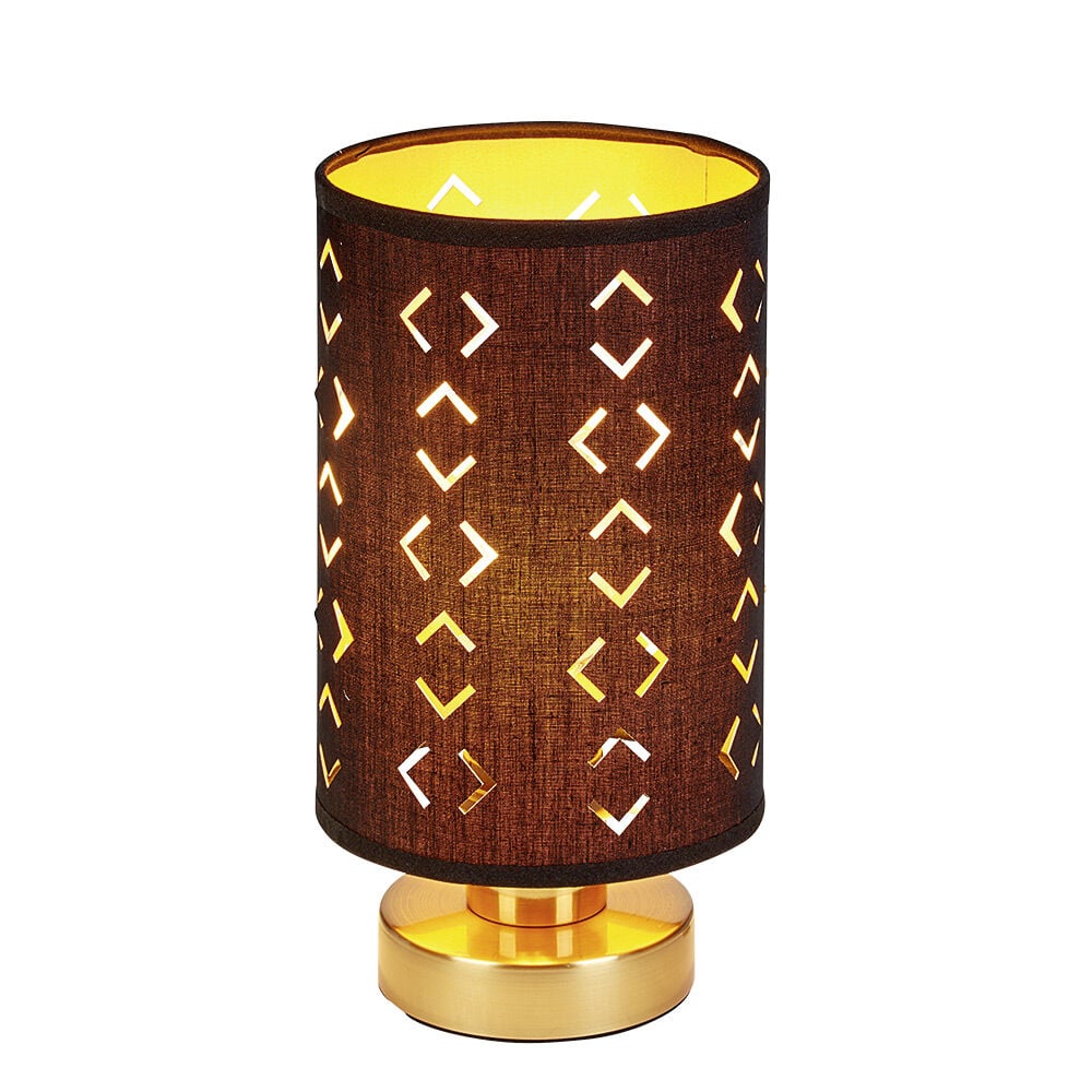 Lampe de chevet avec abat jour noir ajouré et base dorée