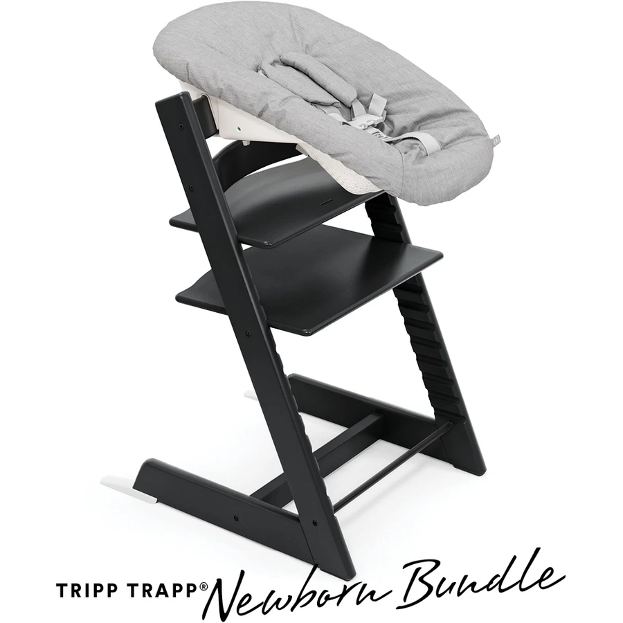 STOKKE® Tripp Trapp® Hochstuhl Buche schwarz inkl. Newborn Set™ Grey