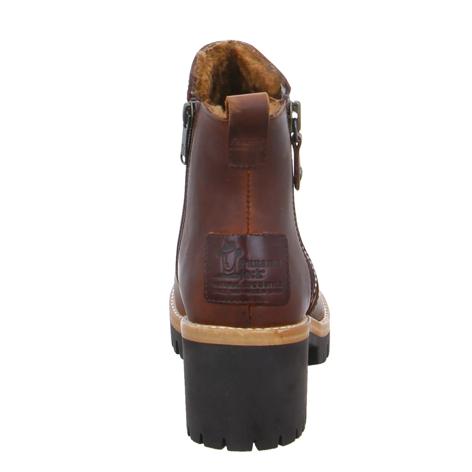 PANAMA JACK Stiefelette Cognac Leder  mit Lammfell - Innenfutter
