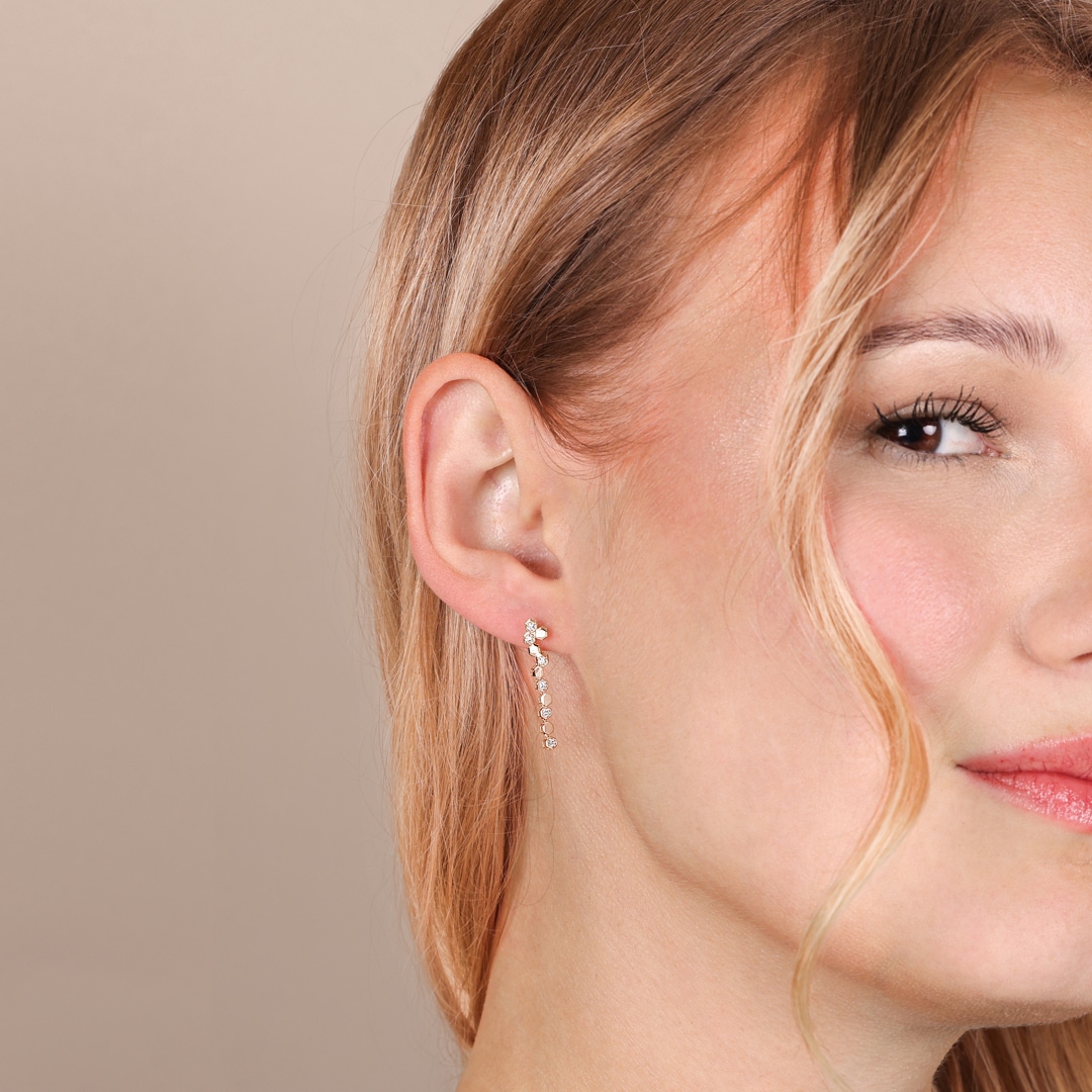 Ohrhänger 750/18 K Roségold mit Diamanten 0.10 ct H/si