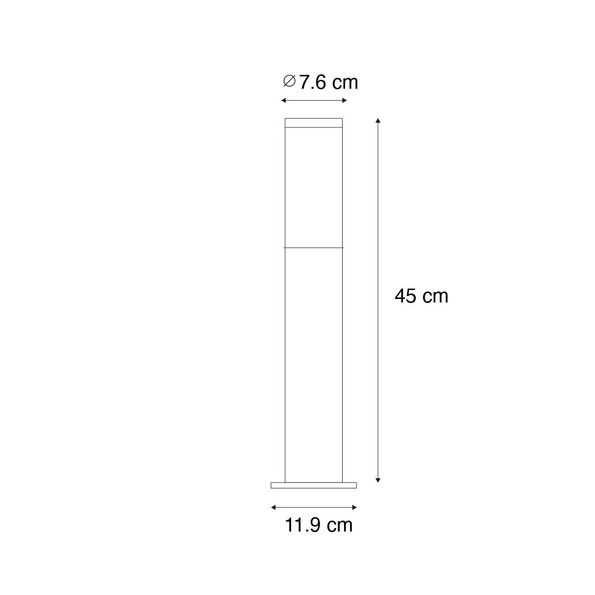 Moderne buitenlamp paal zwart 45 cm IP44 - Rox