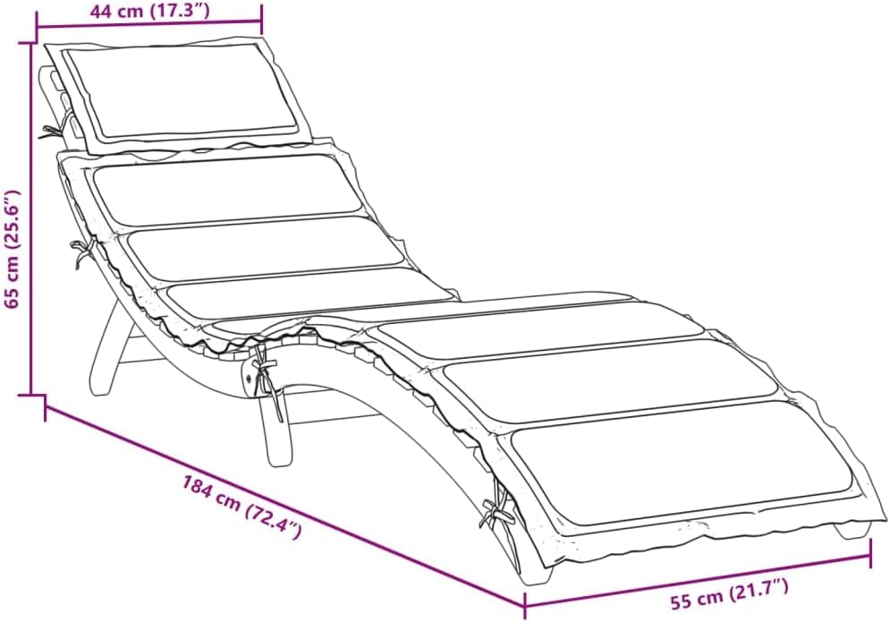 vidaXL Sonnenliege mit Auflage, Gartenliege mit Klappdesign Latten-Design, Liegestuhl für Pool Garten Terrasse, Relaxliege, Beige Massivholz Akazie