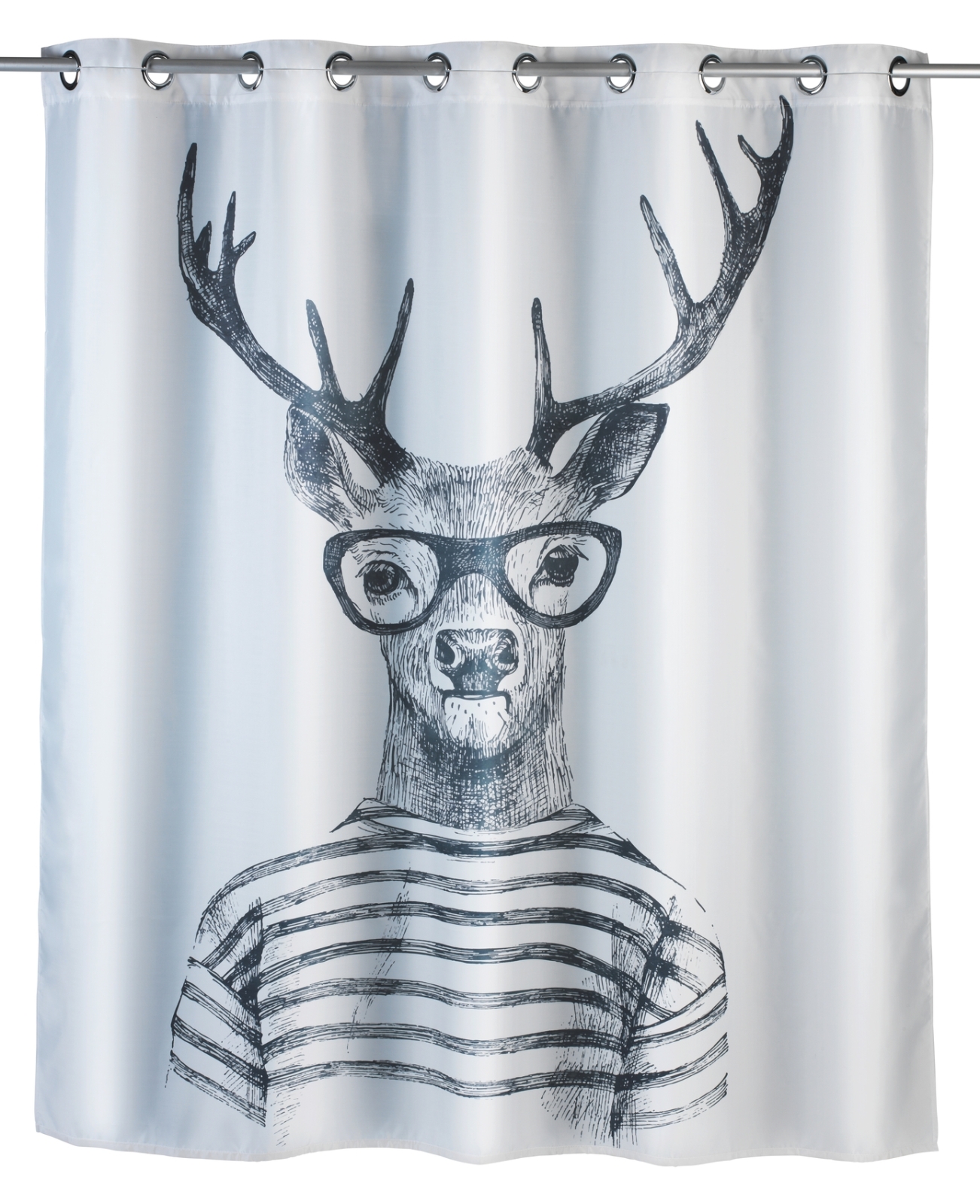 WENKODuschvorhang MR. DEER FLEX - weiß-schwarz - waschbar - 200x180 cm