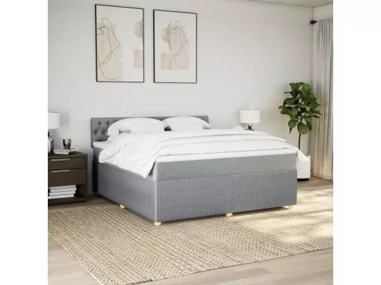 Sommier à lattes de lit avec matelas Gris clair 180x200cm Tissu