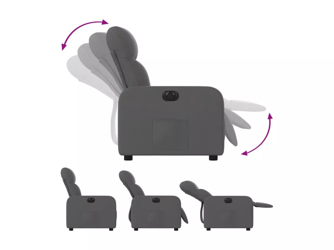 Fauteuil inclinable électrique Gris foncé Tissu