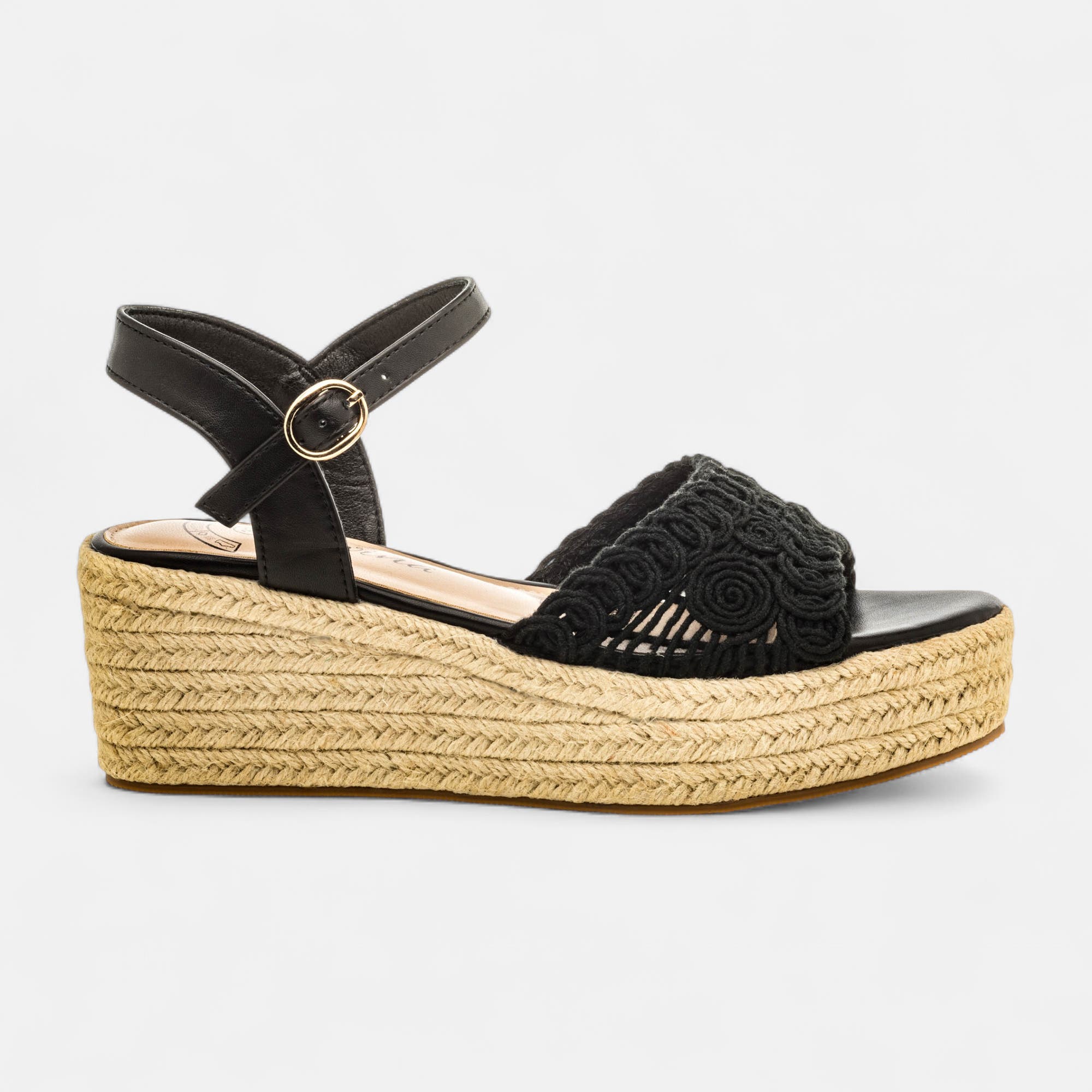 Espadrilles à talon compensé Femme noir