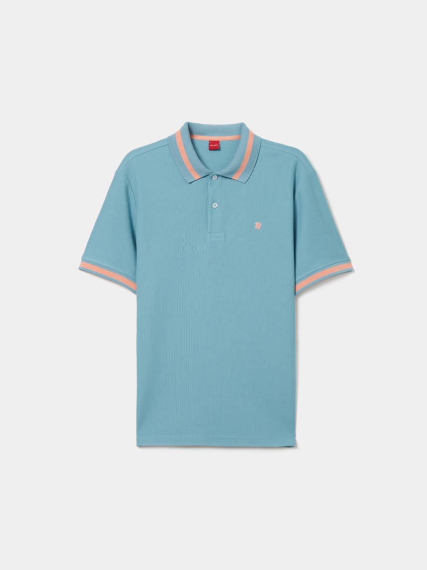 Polo de manga curta em algodão