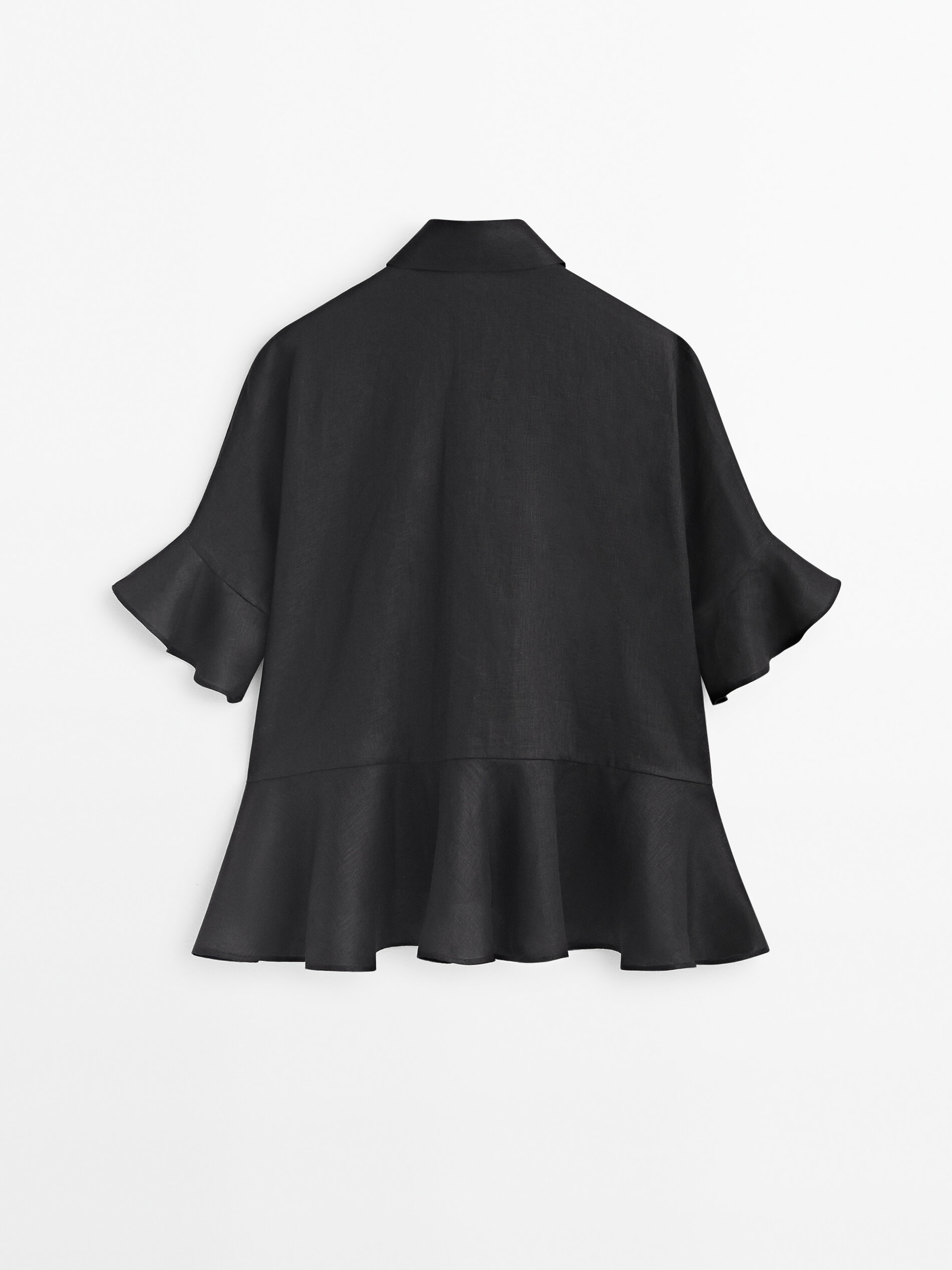 Camisa peplum em linho - Studio - NEGRO
