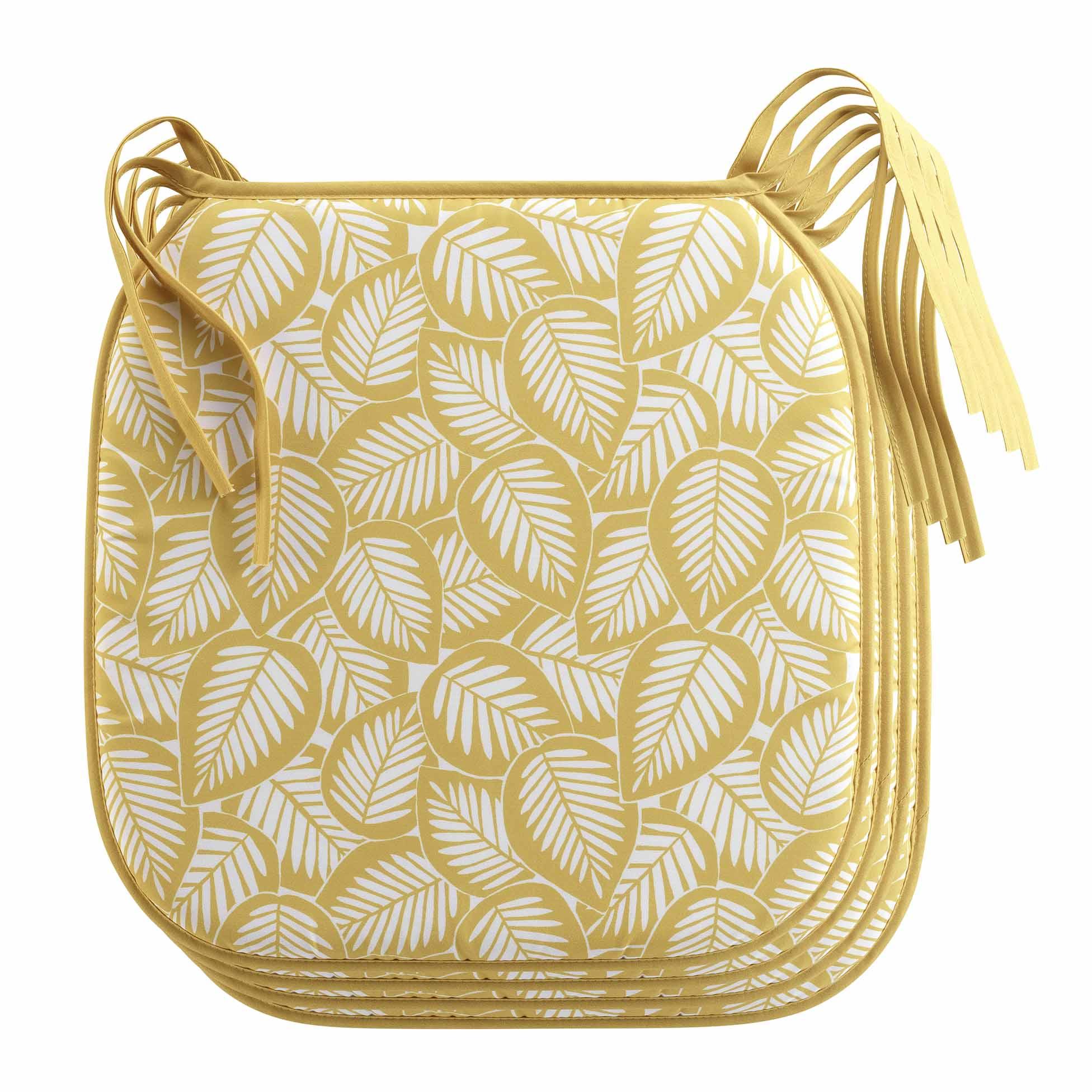 4 GALETTES 38X38CM MICROFIBRE IMPRIMEE DIVANY JAUNE