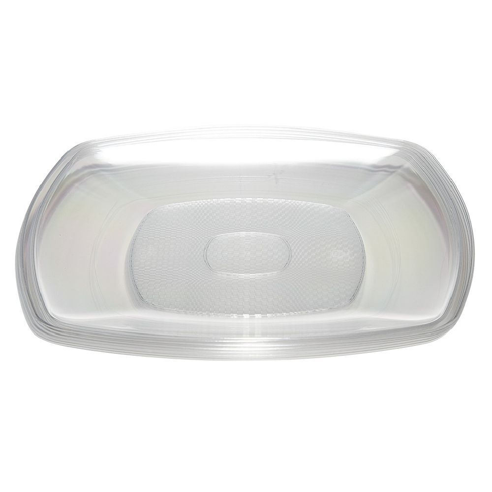 Lot de 6 assiettes carrées plastique transparent à bord arrondi 18,5x18,5 cm