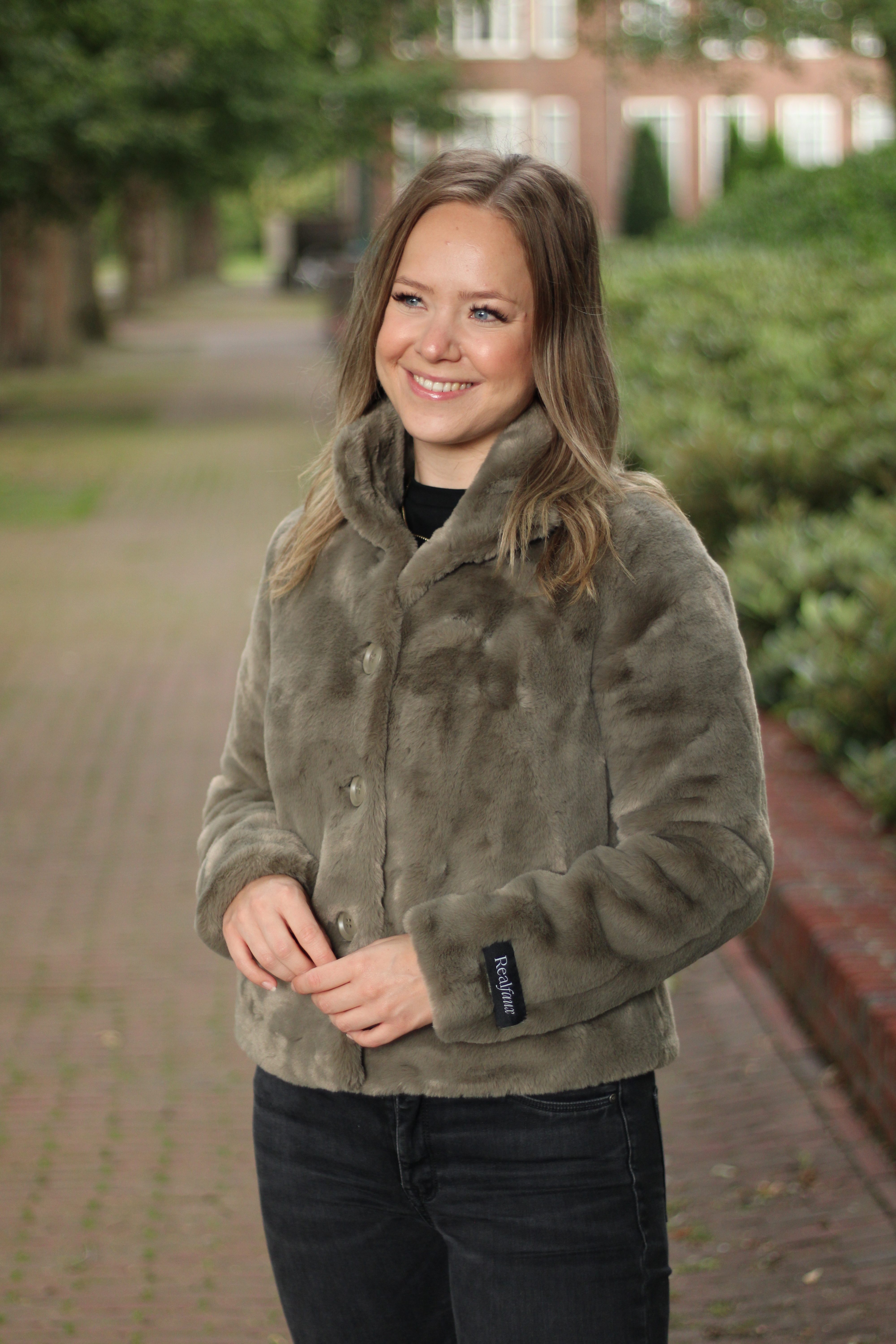 Rino & Pelle - Vie Single Breasted Fake Fur Jacket - Green Ash