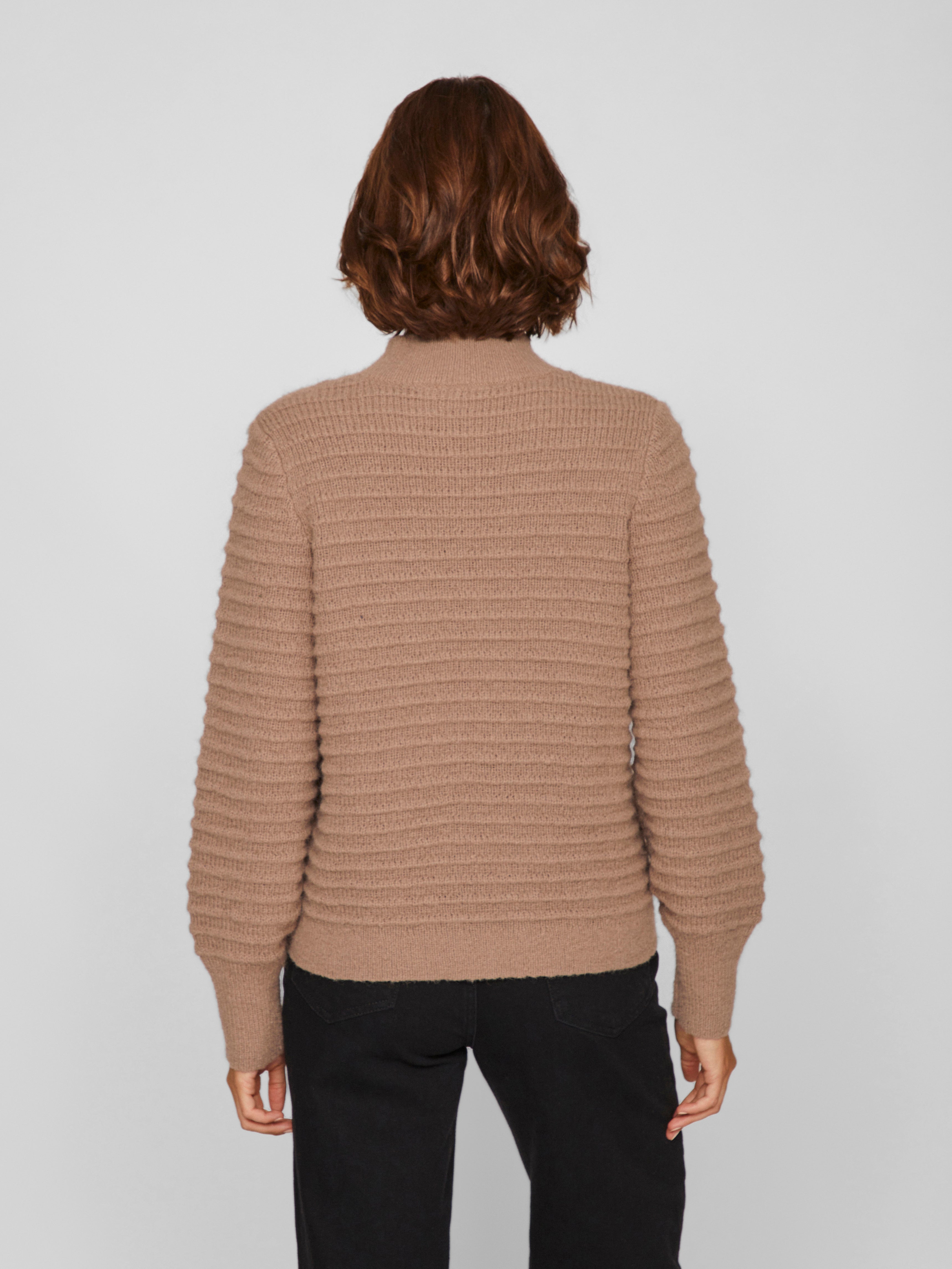 Vila  Viterra Highneck L/S striktrøje - Fossil
