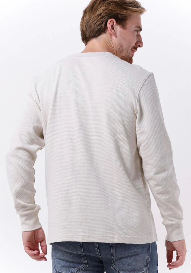 CALVIN KLEIN beige calvin klein trui shrunken badge ls waffle tee