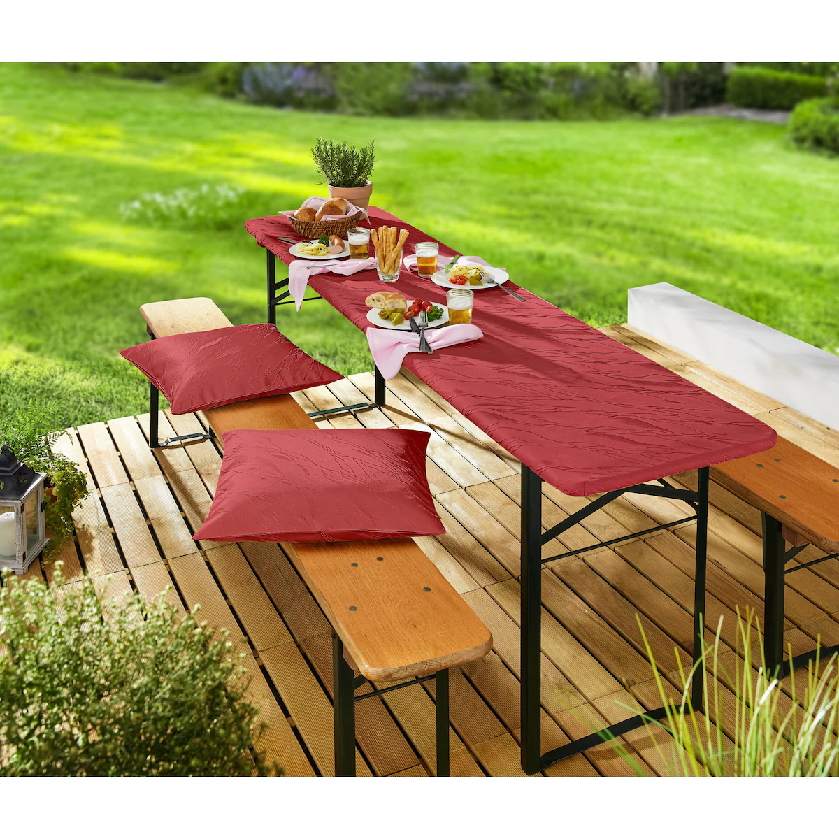 viva domo - Outdoor-Jacquard-Kissenhülle - beere