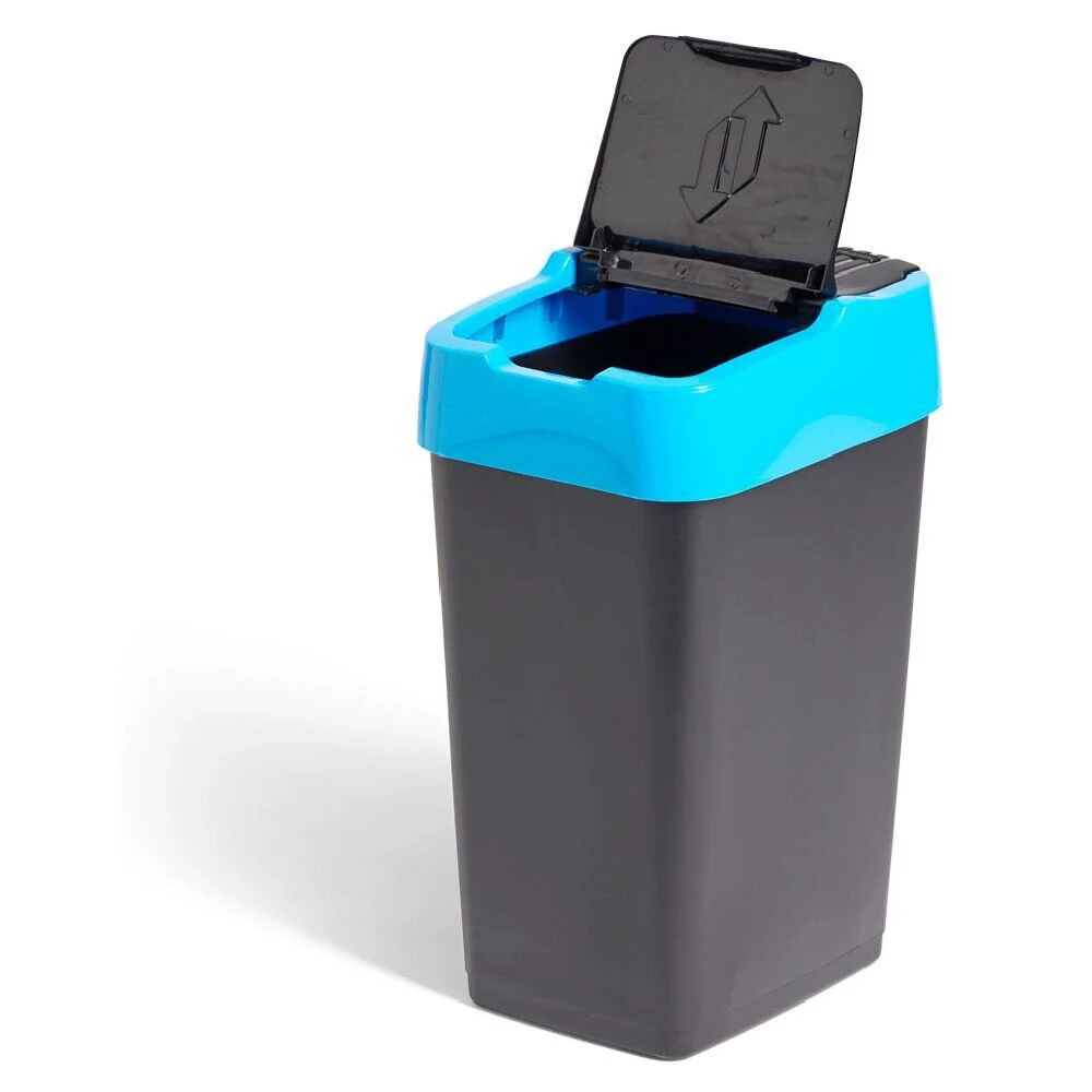 Poubelle de tri pour papier 18L plastique bleu et noir