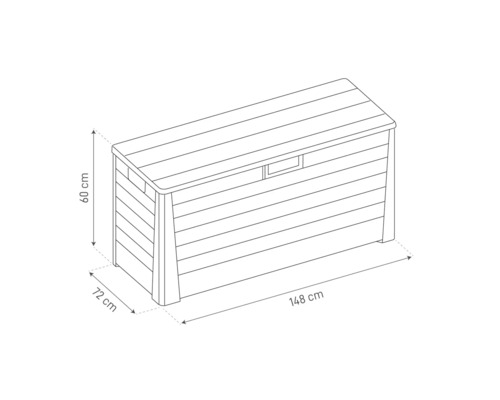 Opbergbox Florida 148 x 72 x 60 cm kunststof antraciet