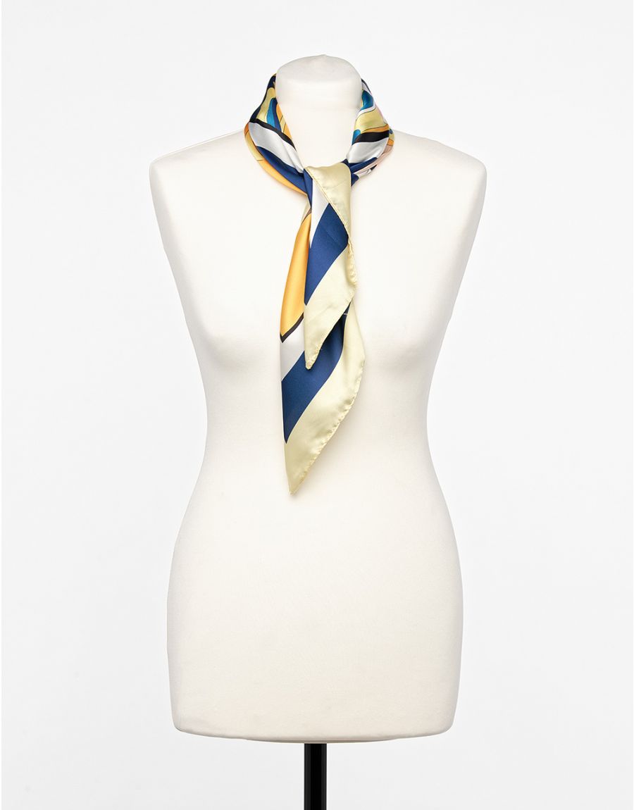 Foulard carré jaune bleu