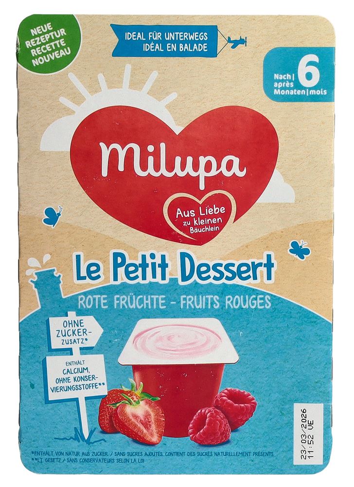 MILUPA le Petit Dessert<br>6 × 55 g, Himbeere Erdbeere