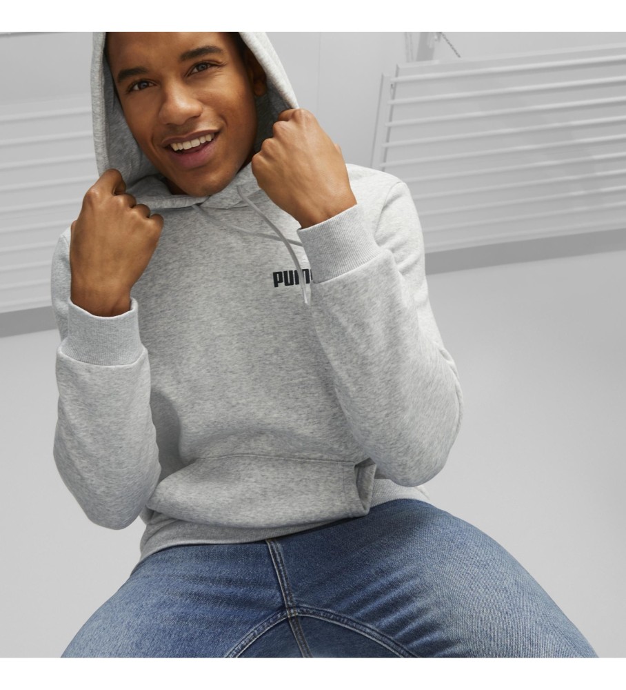 Moletom Puma Essentials+ com logo bicolor na cor cinza