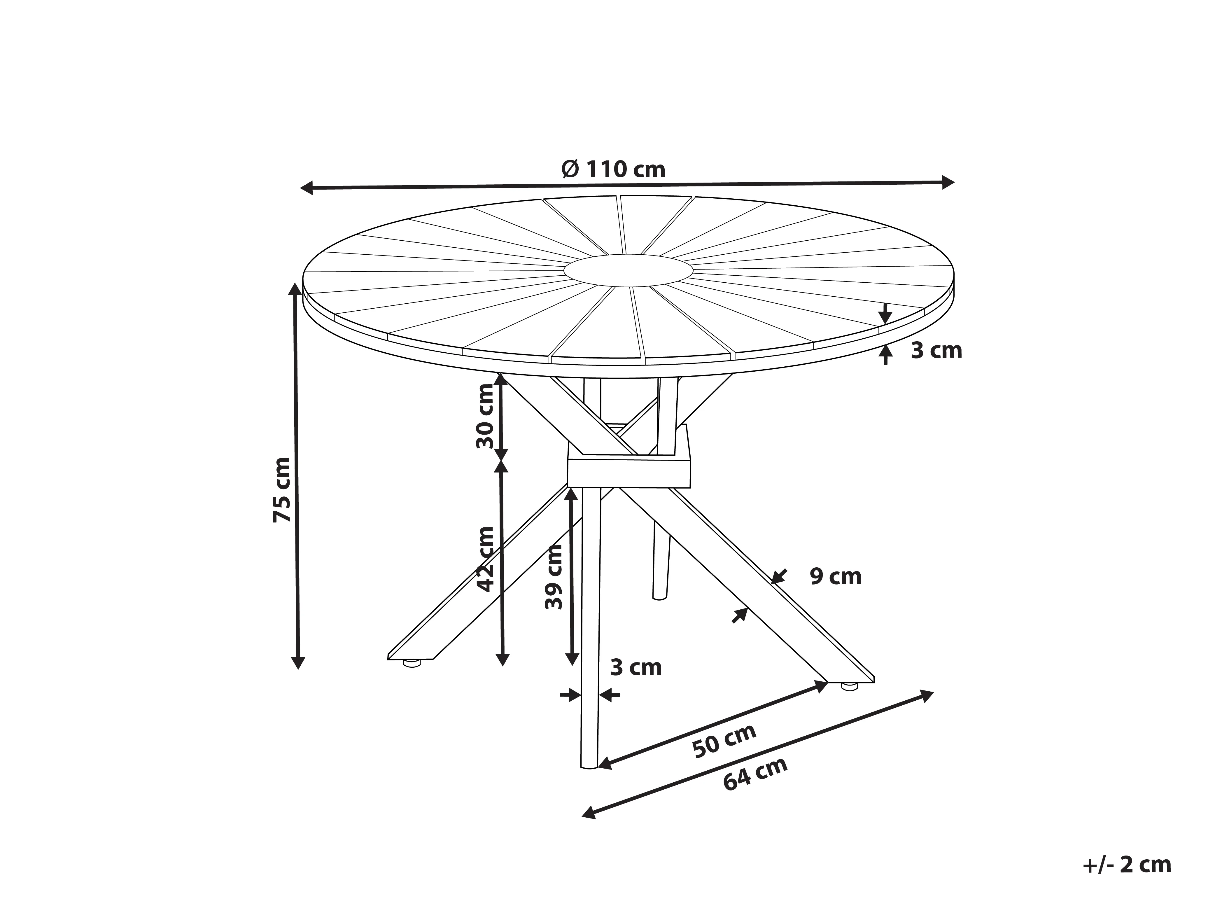 Tuin eettafel CISSONE 110 cm 110 cm Acaciahout Bruin