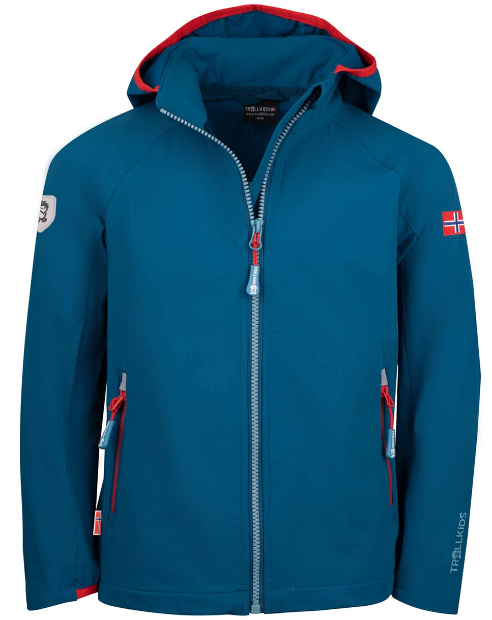Softshelljacke KVALVKids ungefüttert in petrol/spicy red