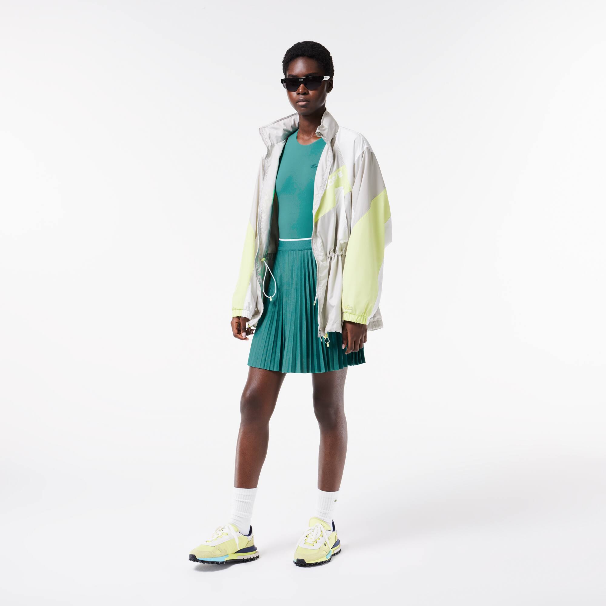Jupe courte plissée avec ceinture élastiquée Robes & Jupes - Bleu - Lacoste - Femme