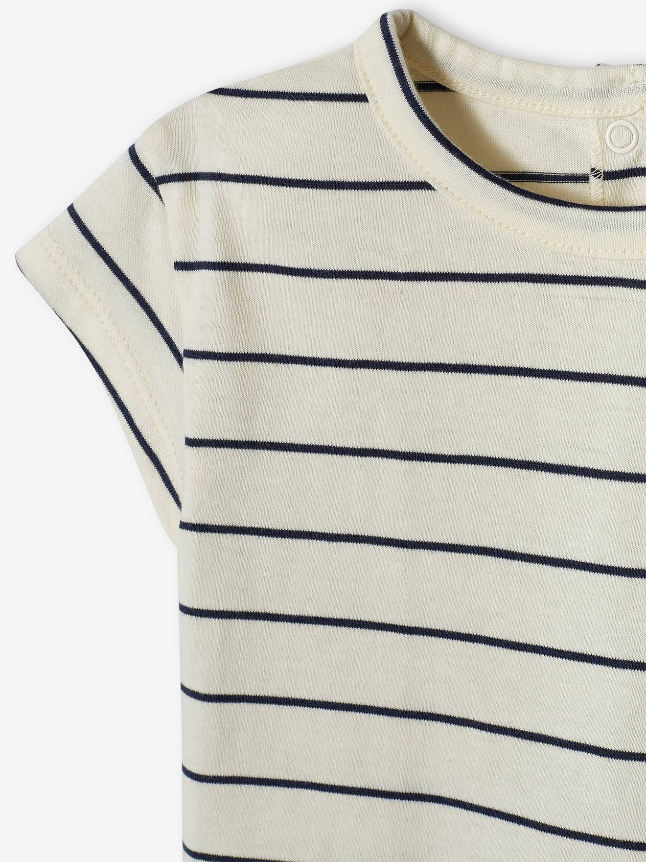 Conjunto de 2 camisetas básicas de manga curta para bebês na cor natural.