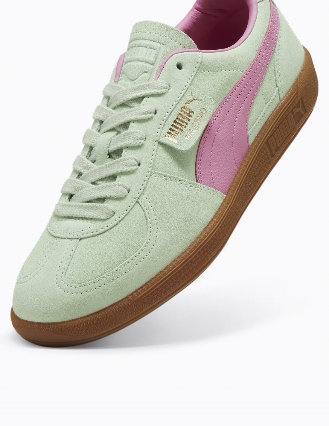 puma Sneakers Femme Palermo Vert/Rose Daim