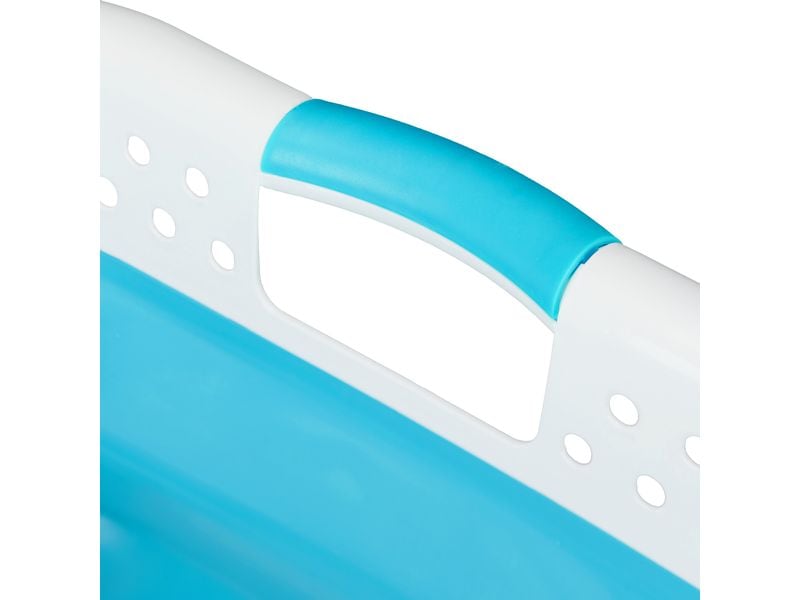 relaxdays Wäschekorb  37 l, Blau/Weiss Faltbarer Wäschekorb