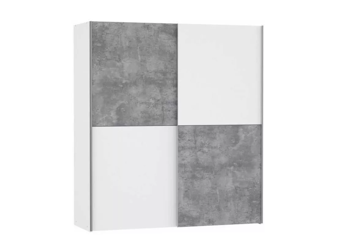 Armoire 2 portes coulissantes - béton gris clair et blanc - 170.3 cm