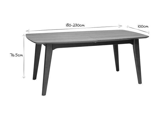 Table extensible rallonges intégrées rectangulaire en bois foncé noyer L180-230 cm FIFTIES