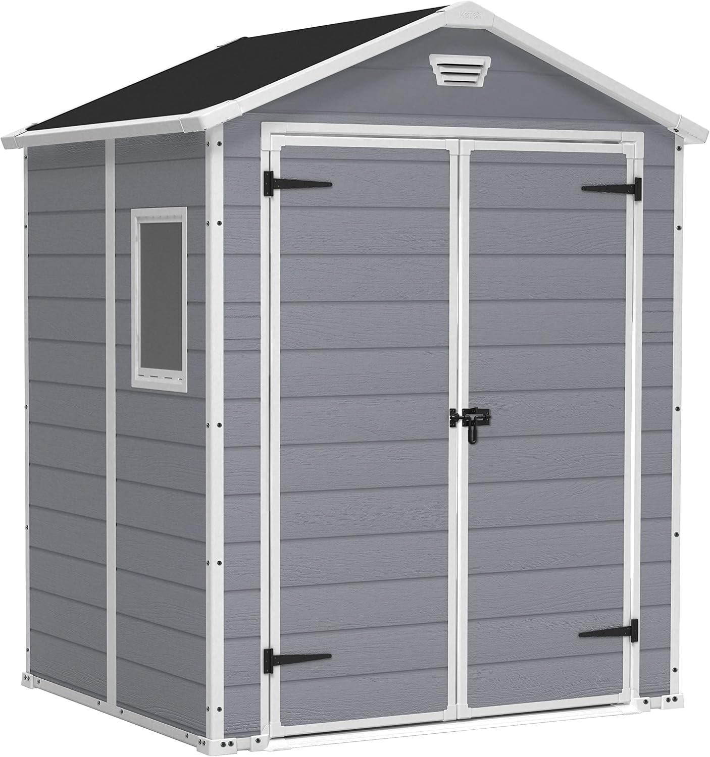 Keter Manor 6x5DD Gartenhaus wetterfest 4.8m³, Kunststoff, Outdoor, Außenmaße: BxTxH:185x152x226cm, Innenmaße: BxTxH:169x138x219cm, grau